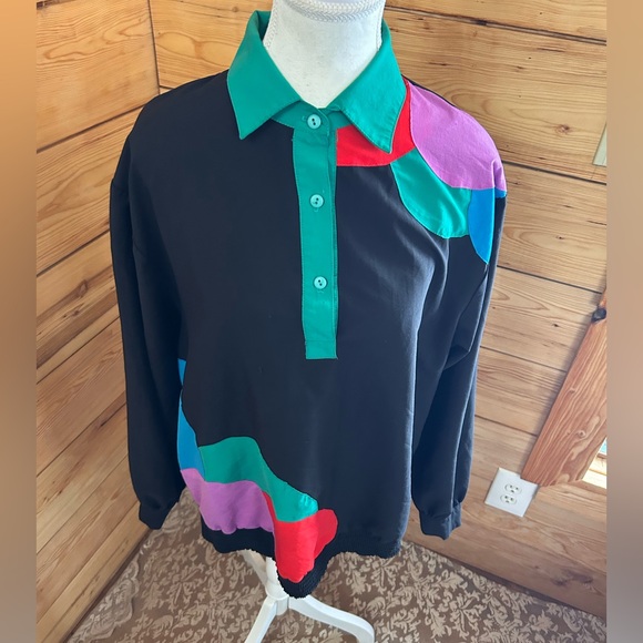 Vintage Unique Pierre Lamonte Designer Polo Shirt Long Sleeve Top Women’s Large - Picture 7 of 9